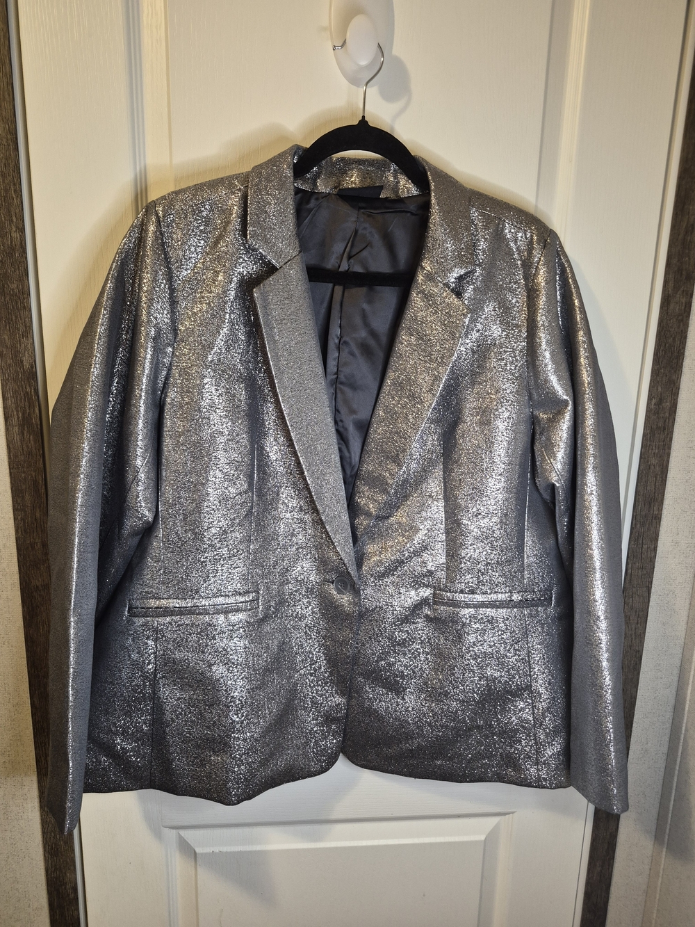 Joan Rivers Red Carpet Silver Glimmer Sparkle Blazer Metallic New Years Party